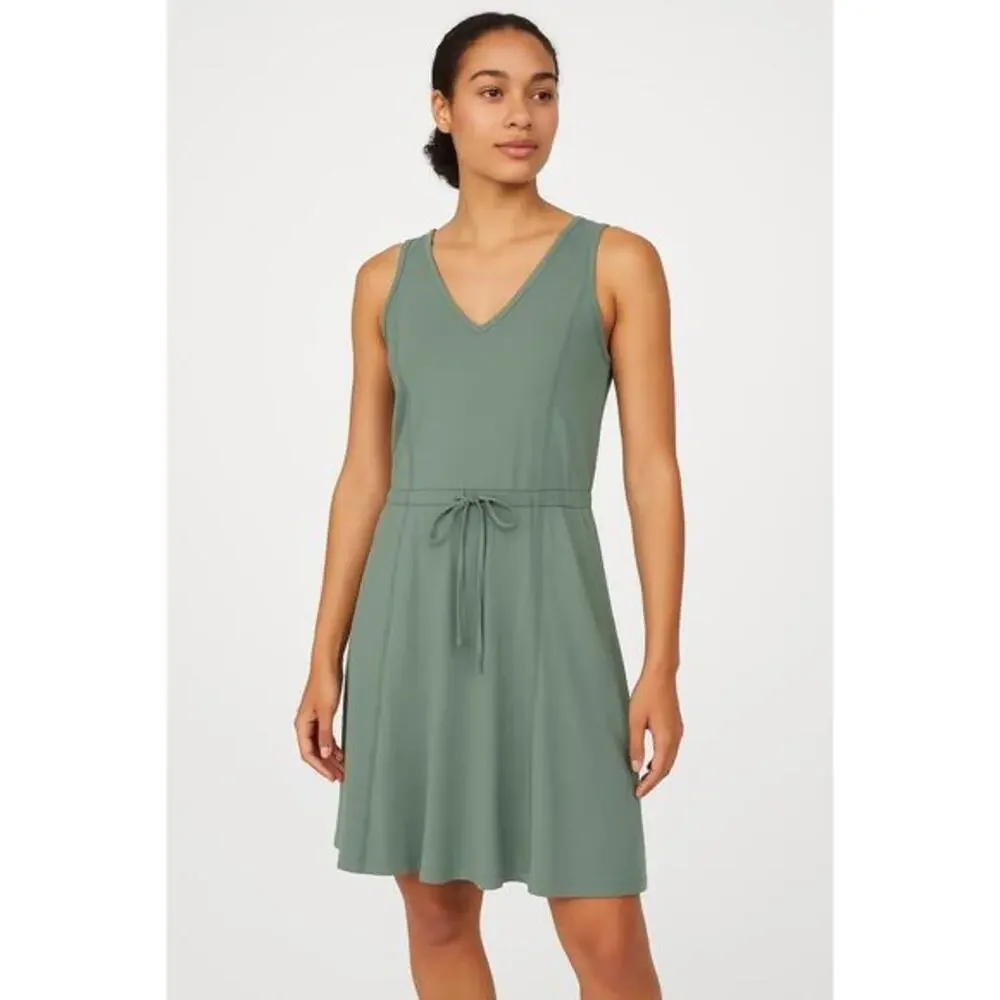 Sweaty Betty Dress Sz S Sage Green tank Athlesiure Drawstring Waist Minimalist